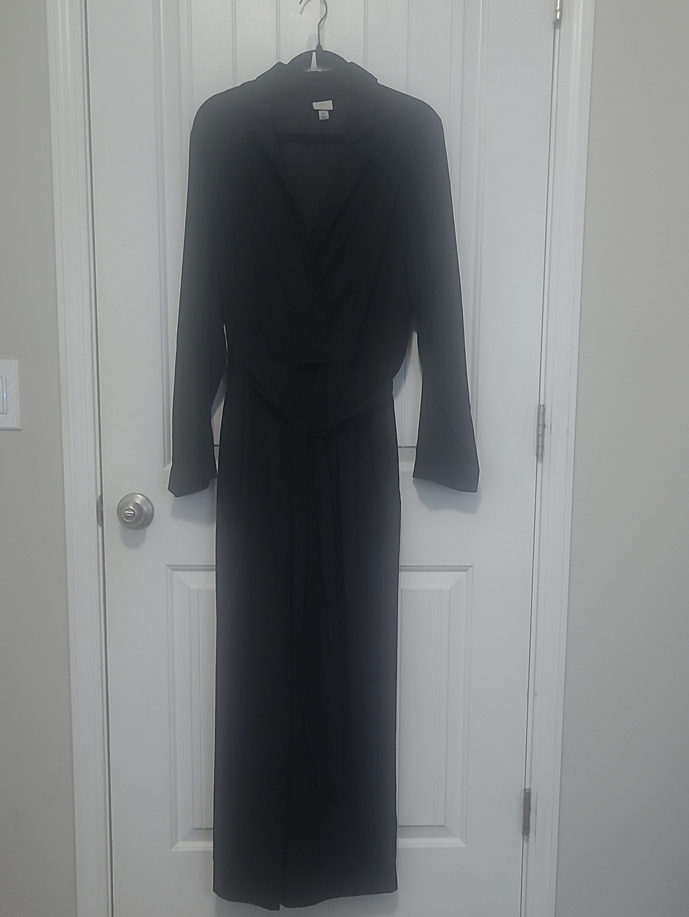 Black Long Sleeve Wrap Jumsuit